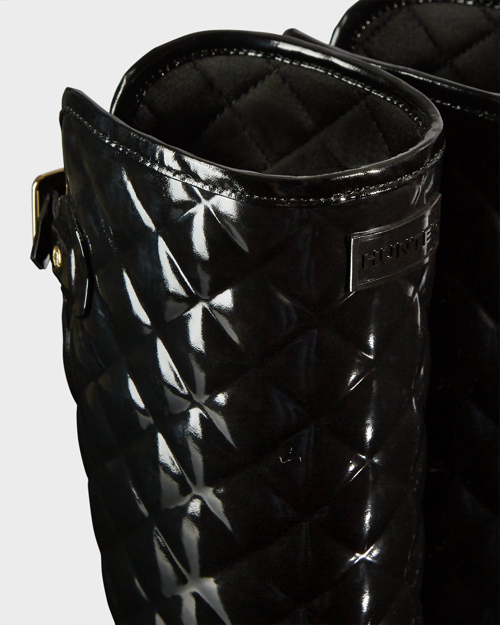 Galochas Altas Hunter Feminina Pretas - Refined Slim Fit Adjustable Quilted - 12EVFWYKJ